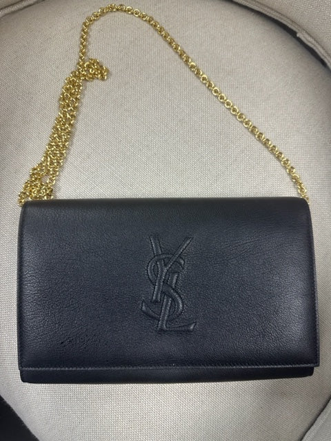 YSL Black Wallet on Chain Gold Hardware