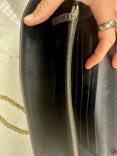 YSL Black Wallet on Chain Gold Hardware