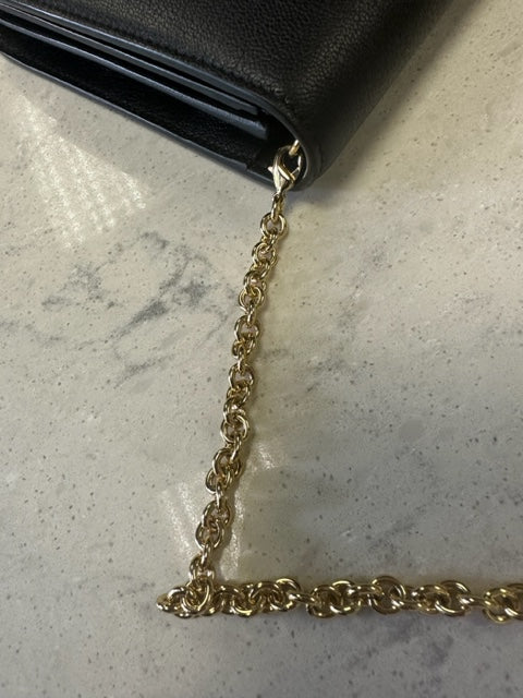 YSL Black Wallet on Chain Gold Hardware
